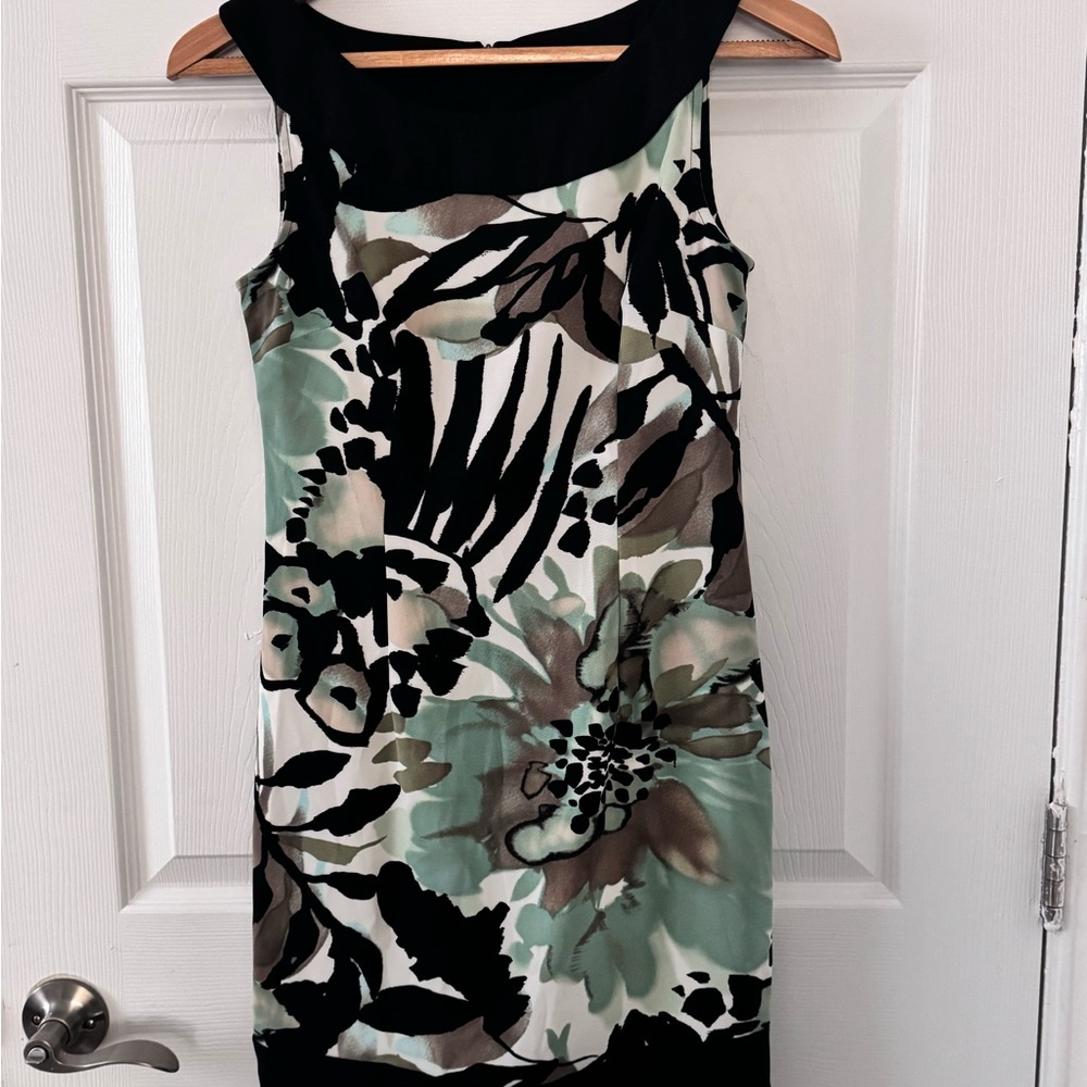 Floral Sleeveless Dress - Black and Green